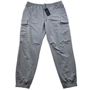 Hedge Cargo Jogger Pants Mens 2XL Light Grey Elastic Waist NEW